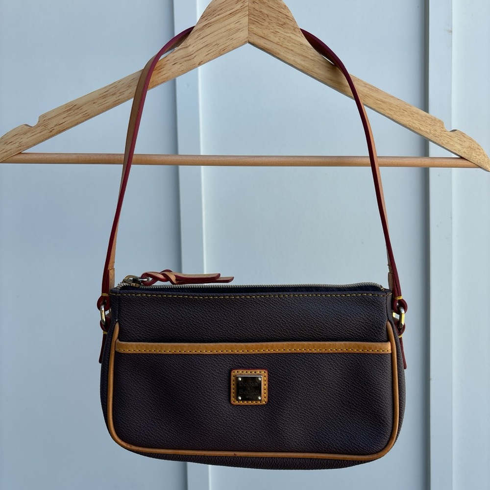 Dooney & Bourke - Leather Shoulder Bag with Red Leather Interior